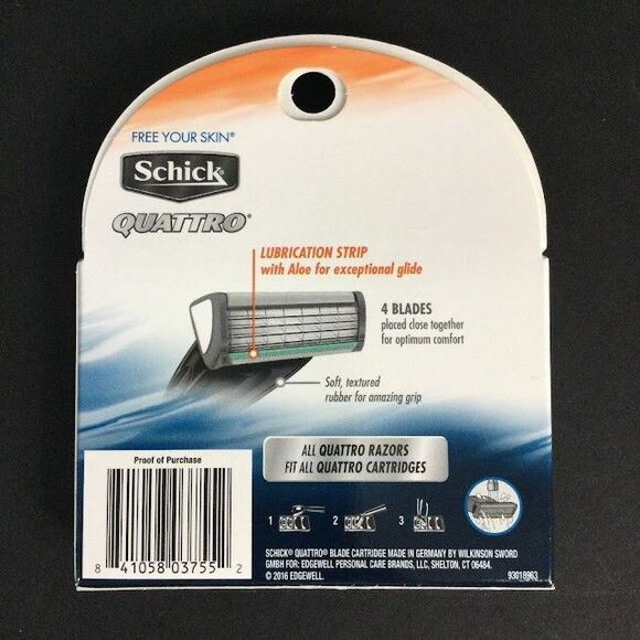 Schick Quattro Cartridges - 4 Blades - 2 Cartridges - Set Of 2 Boxes - NIB! - Picture 3 of 3